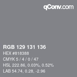 Color code: RGB 129 131 136 | qconv.com