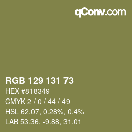 Farbcode: RGB 129 131 73 | qconv.com