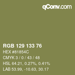 Farbcode: RGB 129 133 76 | qconv.com