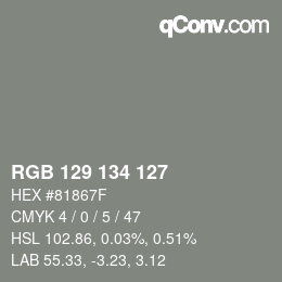Code couleur: RGB 129 134 127 | qconv.com