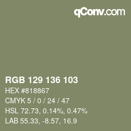 Color code: RGB 129 136 103 | qconv.com