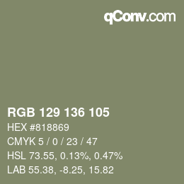 Color code: RGB 129 136 105 | qconv.com