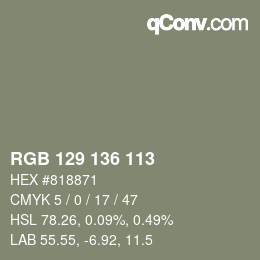 Color code: RGB 129 136 113 | qconv.com