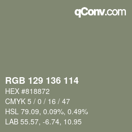 Color code: RGB 129 136 114 | qconv.com