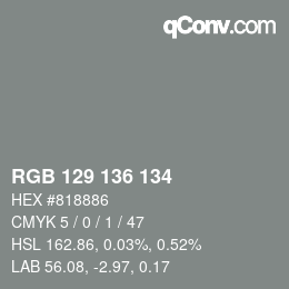 Color code: RGB 129 136 134 | qconv.com