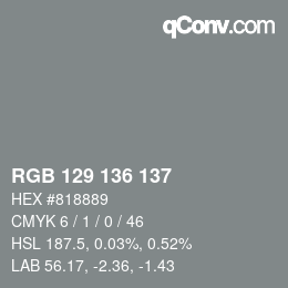 颜色代码: RGB 129 136 137 | qconv.com