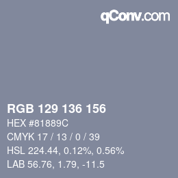 Color code: RGB 129 136 156 | qconv.com
