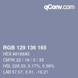 Color code: RGB 129 136 165 | qconv.com