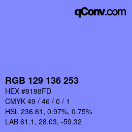 Color code: RGB 129 136 253 | qconv.com