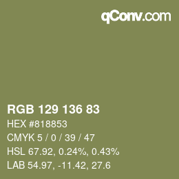 Color code: RGB 129 136 83 | qconv.com