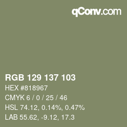 颜色代码: RGB 129 137 103 | qconv.com