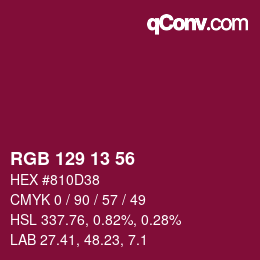 カラーコード: RGB 129 13 56 | qconv.com