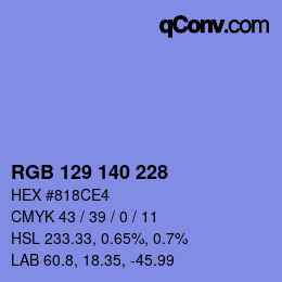 カラーコード: RGB 129 140 228 | qconv.com
