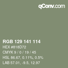 Color code: RGB 129 141 114 | qconv.com