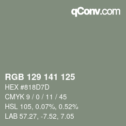 Farbcode: RGB 129 141 125 | qconv.com