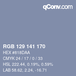 Color code: RGB 129 141 170 | qconv.com