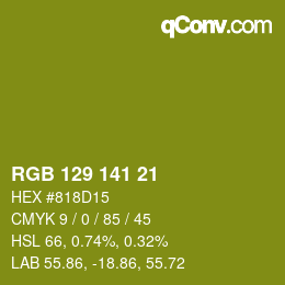 Color code: RGB 129 141 21 | qconv.com