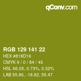 Color code: RGB 129 141 22 | qconv.com