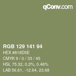 Color code: RGB 129 141 94 | qconv.com