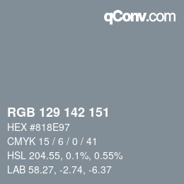 颜色代码: RGB 129 142 151 | qconv.com