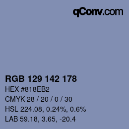 Color code: RGB 129 142 178 | qconv.com