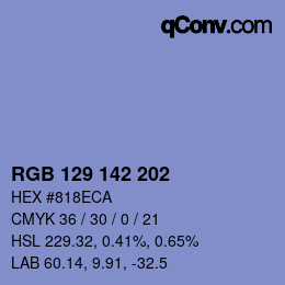 Color code: RGB 129 142 202 | qconv.com