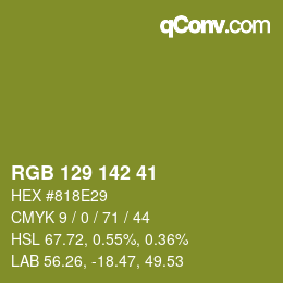 Color code: RGB 129 142 41 | qconv.com