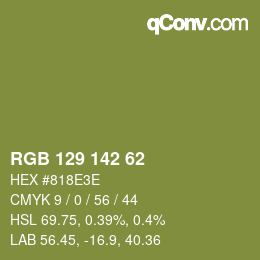 Código de color: RGB 129 142 62 | qconv.com