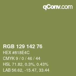 颜色代码: RGB 129 142 76 | qconv.com