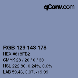 颜色代码: RGB 129 143 178 | qconv.com