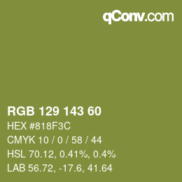 カラーコード: RGB 129 143 60 | qconv.com