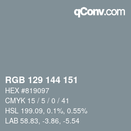 颜色代码: RGB 129 144 151 | qconv.com