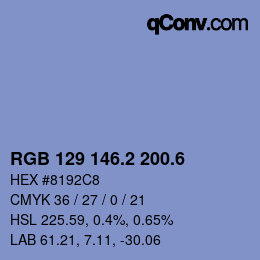 カラーコード: RGB 129 146.2 200.6 | qconv.com