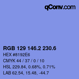 カラーコード: RGB 129 146.2 230.6 | qconv.com