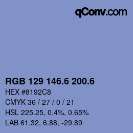 カラーコード: RGB 129 146.6 200.6 | qconv.com