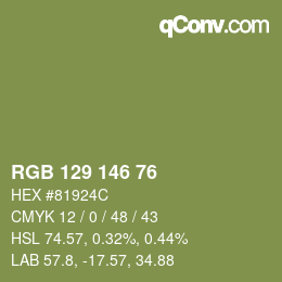 カラーコード: RGB 129 146 76 | qconv.com