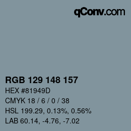 Code couleur: RGB 129 148 157 | qconv.com