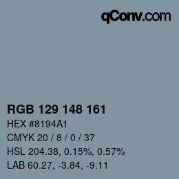 颜色代码: RGB 129 148 161 | qconv.com