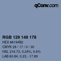 Color code: RGB 129 148 178 | qconv.com