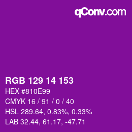Color code: RGB 129 14 153 | qconv.com
