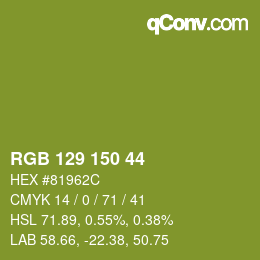 Color code: RGB 129 150 44 | qconv.com