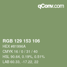 Color code: RGB 129 153 106 | qconv.com