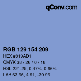 Color code: RGB 129 154 209 | qconv.com