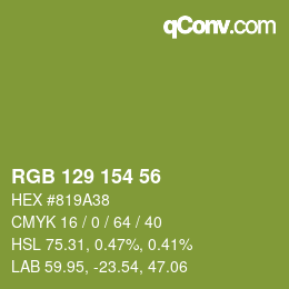 Color code: RGB 129 154 56 | qconv.com