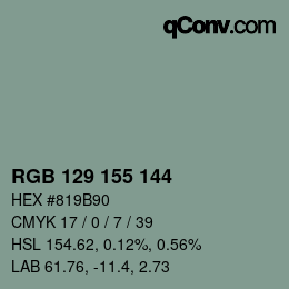 カラーコード: RGB 129 155 144 | qconv.com