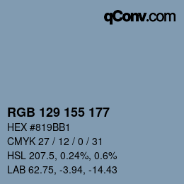 カラーコード: RGB 129 155 177 | qconv.com
