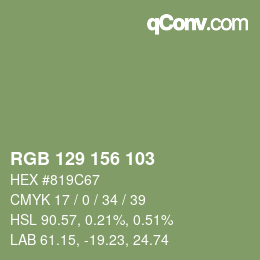 Color code: RGB 129 156 103 | qconv.com