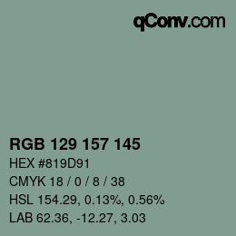 Color code: RGB 129 157 145 | qconv.com