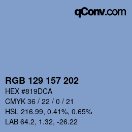 颜色代码: RGB 129 157 202 | qconv.com