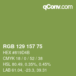 Color code: RGB 129 157 75 | qconv.com